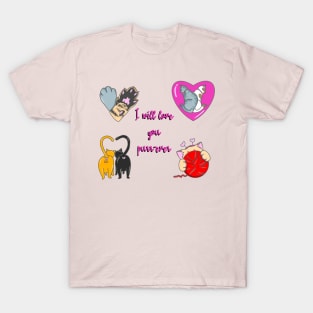 Adorable Valentine's Day Cats | Love Cute Kitty Love Heartwarming Cat themed Gift T-Shirt T-Shirt